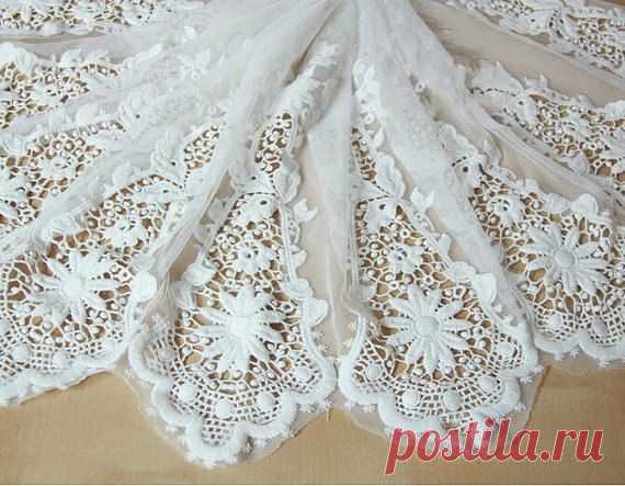 White Lace Fabric Embroidered Bilateral от ElegantLaceDIY на Etsy