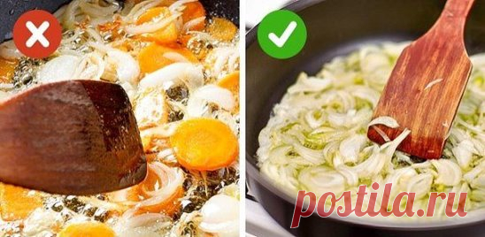 10 кулинарных ошибок, которые мешают вашим блюдам быть идеальными!
Пассеровать лук и морковь одновременно
Одна из самых распространенных ошибок при создании пассеровки для супа (которую по ошибке называют «зажаркой») — класть лук и морковь на сковороду одновременно. На самом деле в первую очередь нужно положить лук, подождать, пока он начнет становиться прозрачным, и только потом добавить морковь. Секрет прост: вопреки распространенному мнению, лук готовится дольше, а подгорая, приобретает горьк