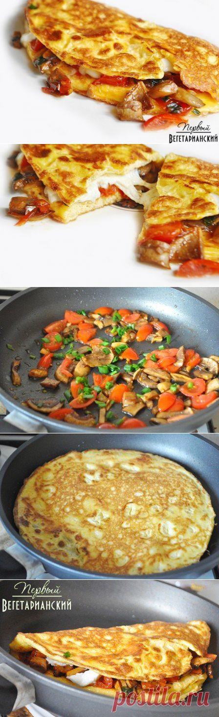 Омлет с грибами, помидорами и сыром | Готовим вместе