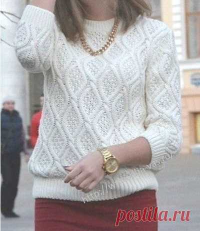 ВЯЗАНИЕ СПИЦАМИ И КРЮЧКОМ. РУКОДЕЛИЕ.: БЕЛЫЙ СВИТЕР