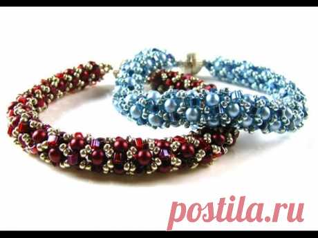 Tubular Netted Pearl Bracelet with Miyuki Hex Beads