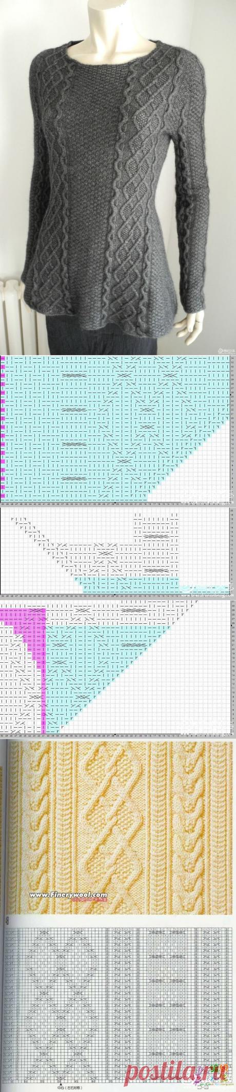 Пуловер с имитацией вшивного рукава