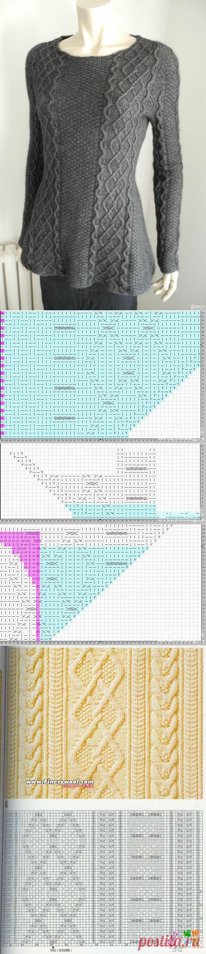Пуловер с имитацией вшивного рукава