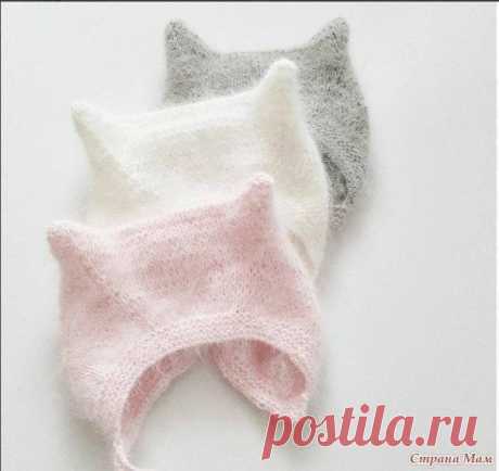 Пуховая шапочка Kitty cap

Моток пряжи Анни Блатт ангора или пряжи с подобной толщиной, спицы №4 
Один размер: подходит для малышей 3-9 месяцев 

Набрать 65 петель и вязать 11 рядов платочной вязкой. 
12-й ряд: 3 лиц., прибавить 1 петлю (за переднюю и заднюю стенки петли), 2 лиц, *, повторять от * до последних 2-х петель, 2 лиц. - всего 85 петель 
Начиная с изнаночного ряда, выполняем 15 рядов лицевой гладью. 

Продолжаем вязать: 
1й ряд: 29 лиц., прибавка, прибавка, 22 ли...