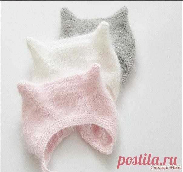 Пуховая шапочка Kitty cap

Моток пряжи Анни Блатт ангора или пряжи с подобной толщиной, спицы №4 
Один размер: подходит для малышей 3-9 месяцев 

Набрать 65 петель и вязать 11 рядов платочной вязкой. 
12-й ряд: 3 лиц., прибавить 1 петлю (за переднюю и заднюю стенки петли), 2 лиц, *, повторять от * до последних 2-х петель, 2 лиц. - всего 85 петель 
Начиная с изнаночного ряда, выполняем 15 рядов лицевой гладью. 

Продолжаем вязать: 
1й ряд: 29 лиц., прибавка, прибавка, 22 ли...