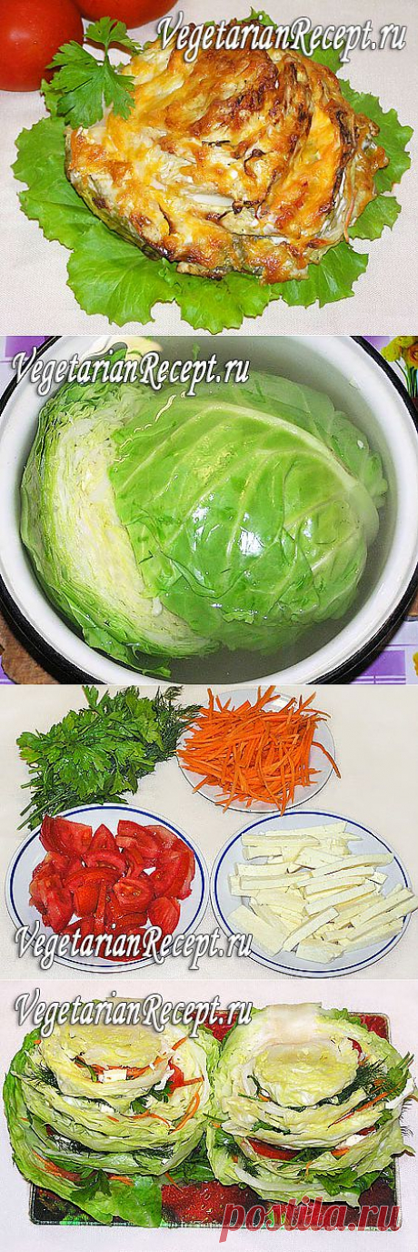 Фаршированная капуста с овощами и сыром