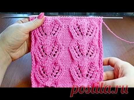 Ажурные ромбы спицами из перекрещенных петель + схема. Knitting pattern " An openwork rhombuses".