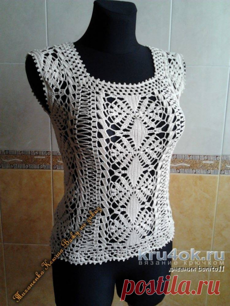 Ажурные топы крючком. Работы Ксюши Тихоненко...