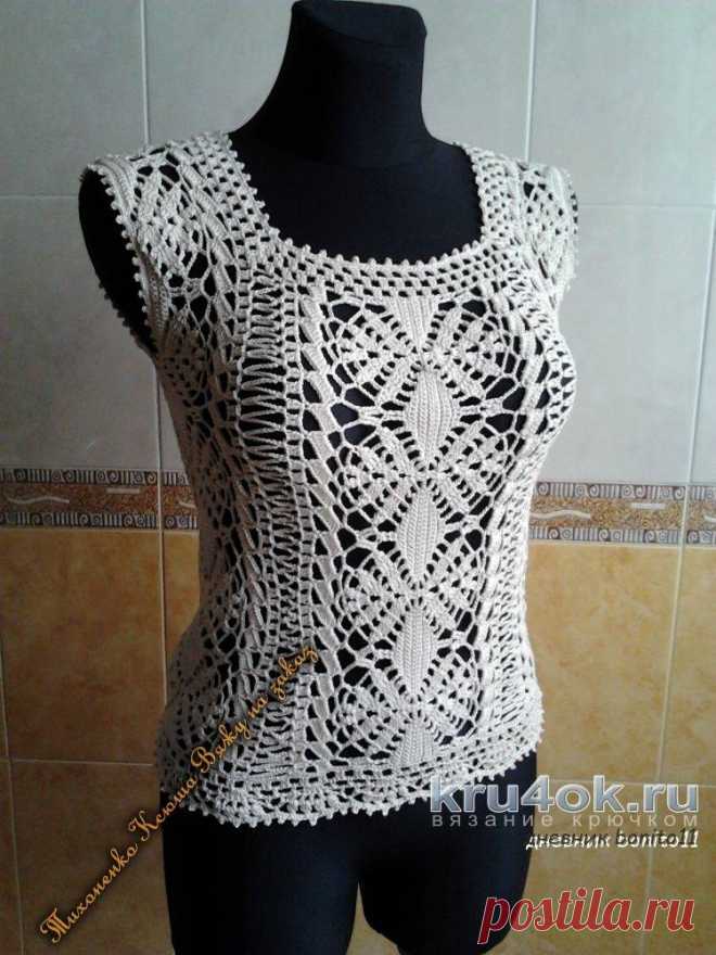 Ажурные топы крючком. Работы Ксюши Тихоненко...