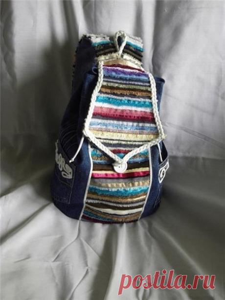 Рюкзачок из джинсовой ткани и кромок ткани (Шитье и крой) — Журнал Вдохновение Рукодельницы