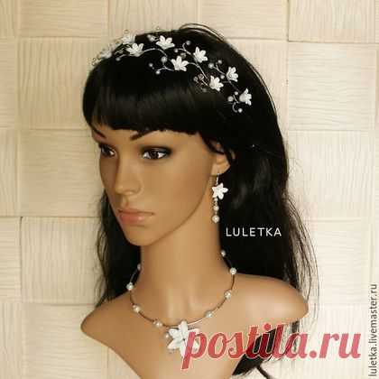 Купить SV Венок-тиара свадебный для невесты, из цветов - венок, венок из цветов, венок на голову