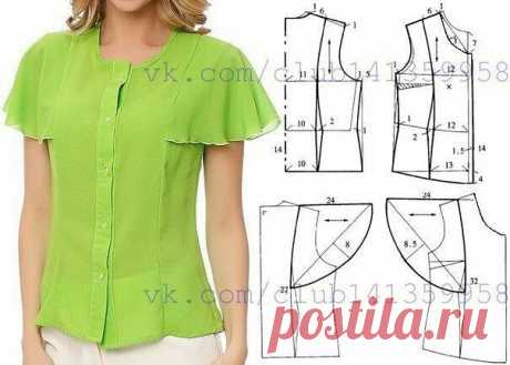 Выкройка блузки 
#шитье #выкройки #моделирование #блузка