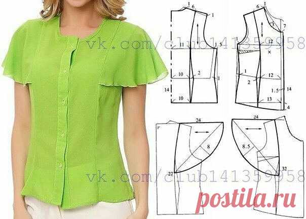Выкройка блузки 
#шитье #выкройки #моделирование #блузка