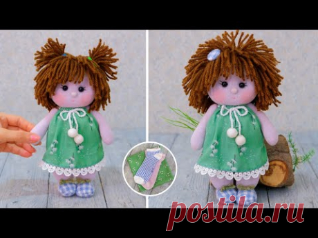 Кукла из носков без выкройки и швейной машинки 🧦 Вы полюбите эту милую девочку с чудесными волосами!