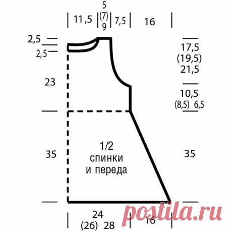 Туника в форме трапеции - схема вязания спицами. Вяжем Туники на Verena.ru
