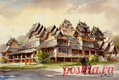 Акварели. Тайский художник Танакорн Чаиджинда (Thanakorn Chaijinda)