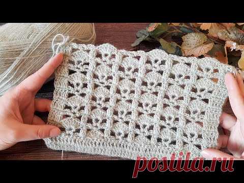 Очередная вариация 🤗 ажурного узора с веерками крючком. (N 127) - YouTube