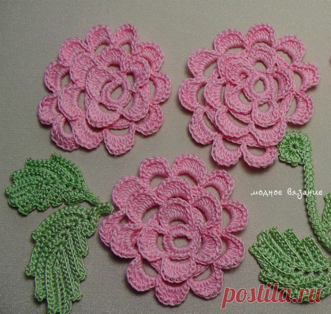 Вязание плоской розы крючком - Crochet Modnoe Vyazanie