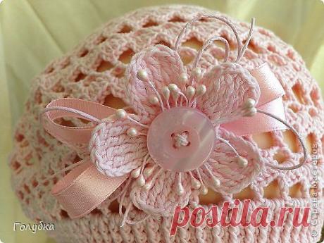 НЕЖНЫЙ АЖУРНЫЙ БЕРЕТИК С ЦВЕТКОМ.