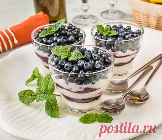 Сырно-йогуртовый десерт с черникой | Вкусный блог - рецепты под настроение
