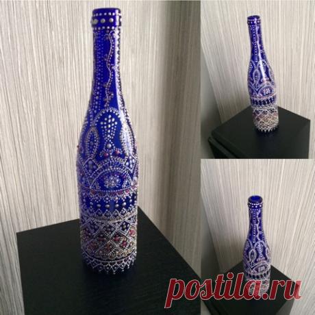 &quot;ТОЧЕЧКА за ТОЧЕЧКОЙ&quot; Роспись бутылочки.