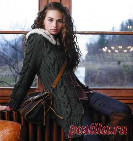 Теплый кардиган спицами » Сайт "Ручками" - делаем вещи своими руками