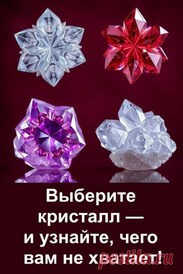 Иногда простой выбор может сказать о нас больше, чем длинные разговоры. Посмотрите на эти кристаллы и выберите тот, что притягивает взгляд. В ответ вы получите неожиданное послание, которое поможет лучше понять своё состояние и настроение. Это лёгкий и добрый способ заглянуть внутрь себя и услышать то, что давно хотела сказать вам душа.