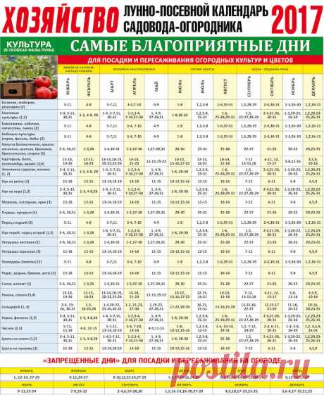 Лунно-посевной календарь садовода-огородника на 2017 год