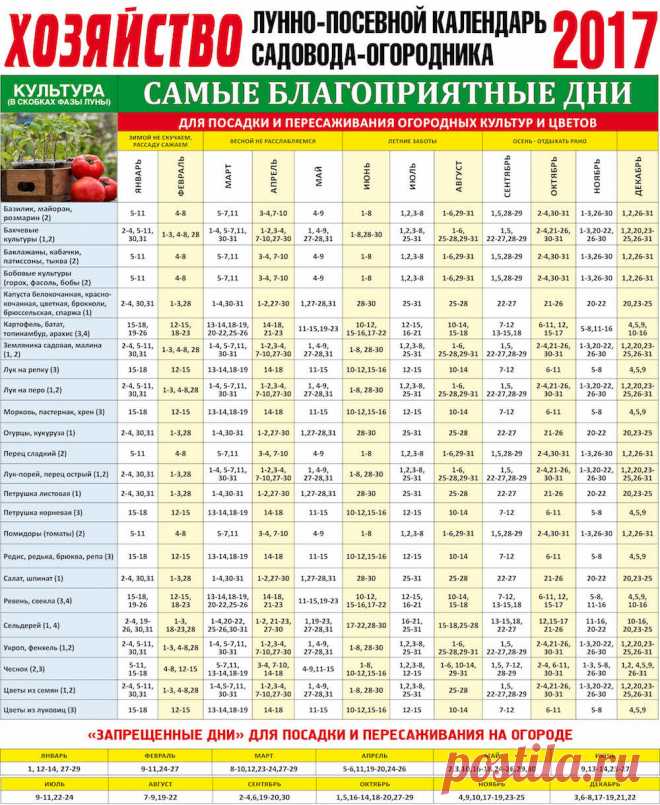 Лунно-посевной календарь садовода-огородника на 2017 год