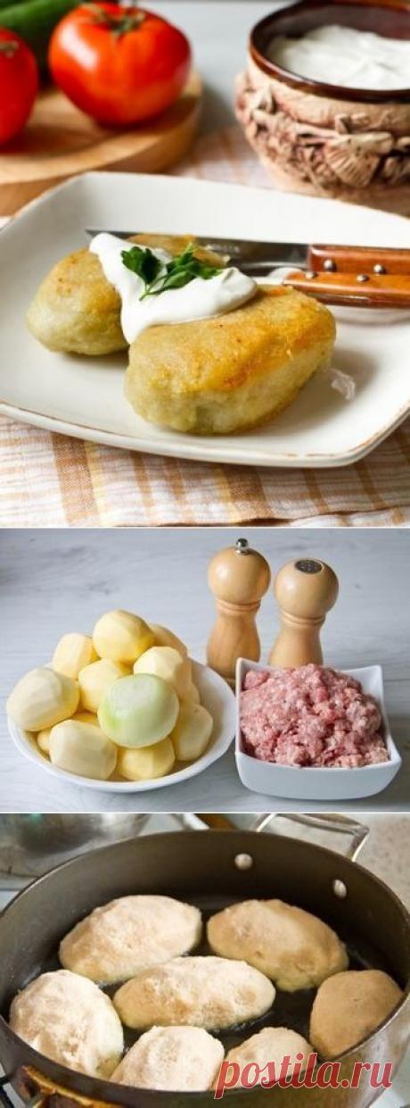 КОЛДУНЫ !!! **Мясной фарш 500г. *Картофель 1кг -тёрка, лук, соль -в дуршлаг, удалив сок. *Формуй: карт/лепешку -внутрь фарш. *В сковороду: жарь по 10мин с каждой стороны. *Подача: со сметаной.