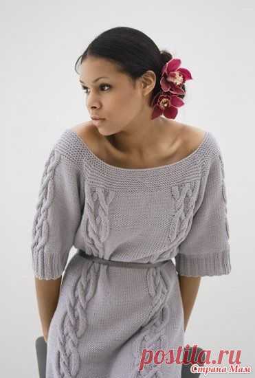 Платье туника связанное спицами.