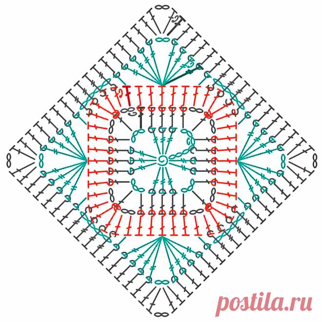 Необычный плед из простых мотивов крючком - Схема | Наталья Ач | Дзен
