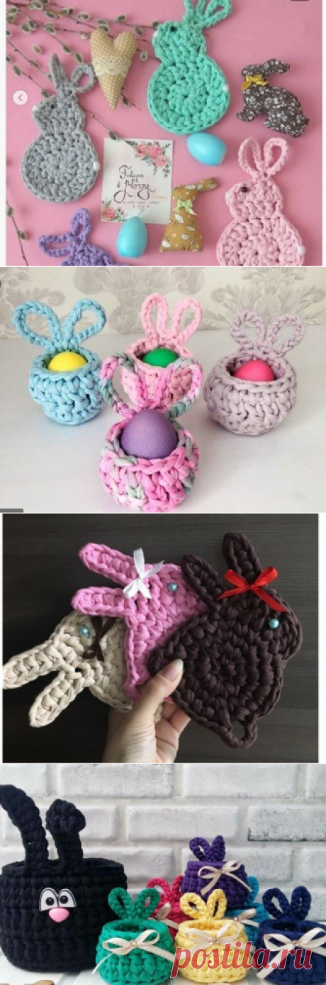 Кролики или зайчики - вязаные идеи крючком к Пасхе | Anna Gri Crochet | Яндекс Дзен #пасхальныйкролик #зайкакрючком #зайчикизтрикотажнойпряжи #зайчиккрючком #зайчикподставка