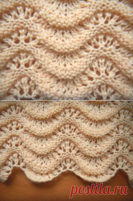 Волнистый ажурный узор спицами 2 | Ажурные Узоры