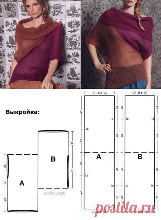 Джемпер асимметрия | knitt.net | Все о вязании