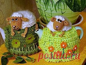 Вяжем грелку на чайник «Овечка на пригорке». Автор мк :  Аня 