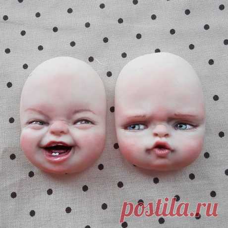 Чё смеёшся?!😐🤣 Мордашки из полимерной глины росписаны сухой пастелью и акриловыми красками #ливингдолл #полимернаяглина #ручнаяработа #ручнаяроспись #процесссозданиякуклы
