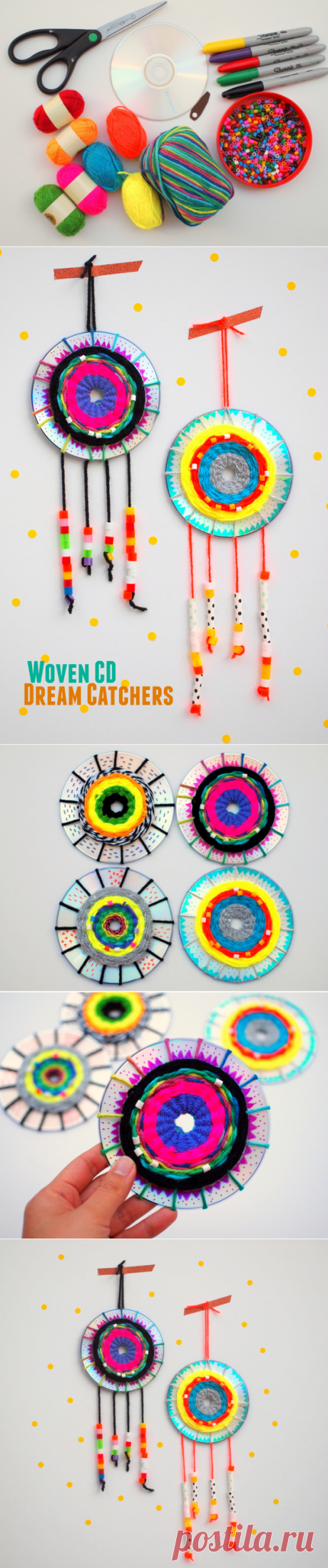 Make a Woven CD Dream Catcher | Pink Stripey Socks