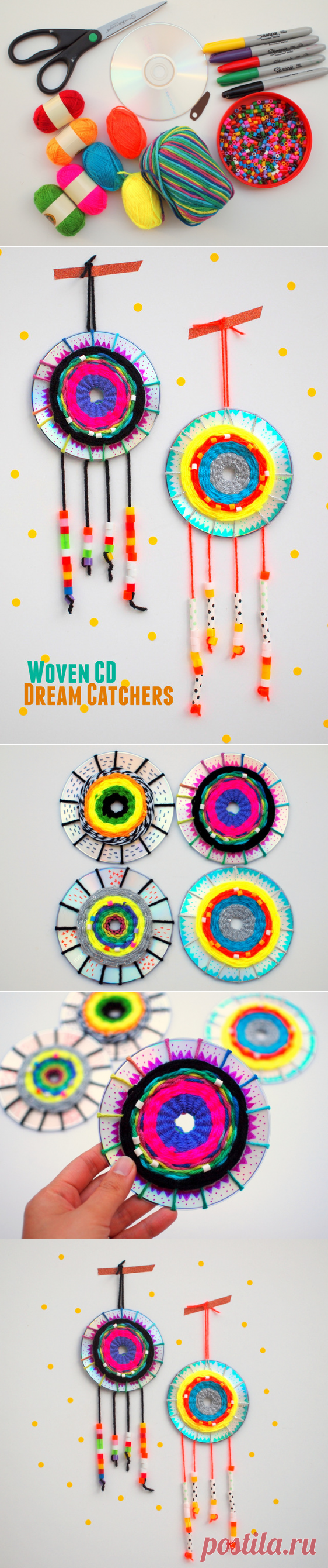 Make a Woven CD Dream Catcher | Pink Stripey Socks