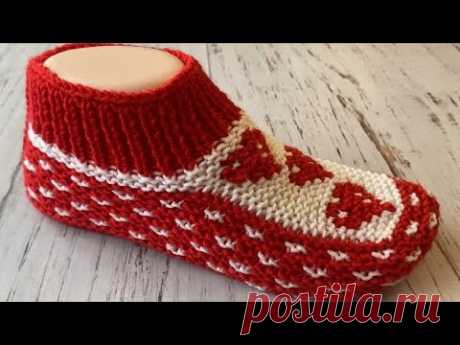 НОВИНКА 2025 !!! Тапочки-следки на двух спицах без швов .