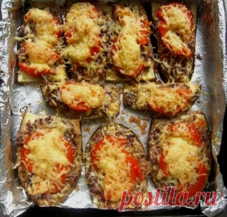 Язычки из баклажанов с грибами запечённые в духовке!