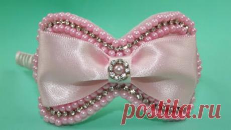 Luiza Alves : Tiara com laço de pérolas e fita