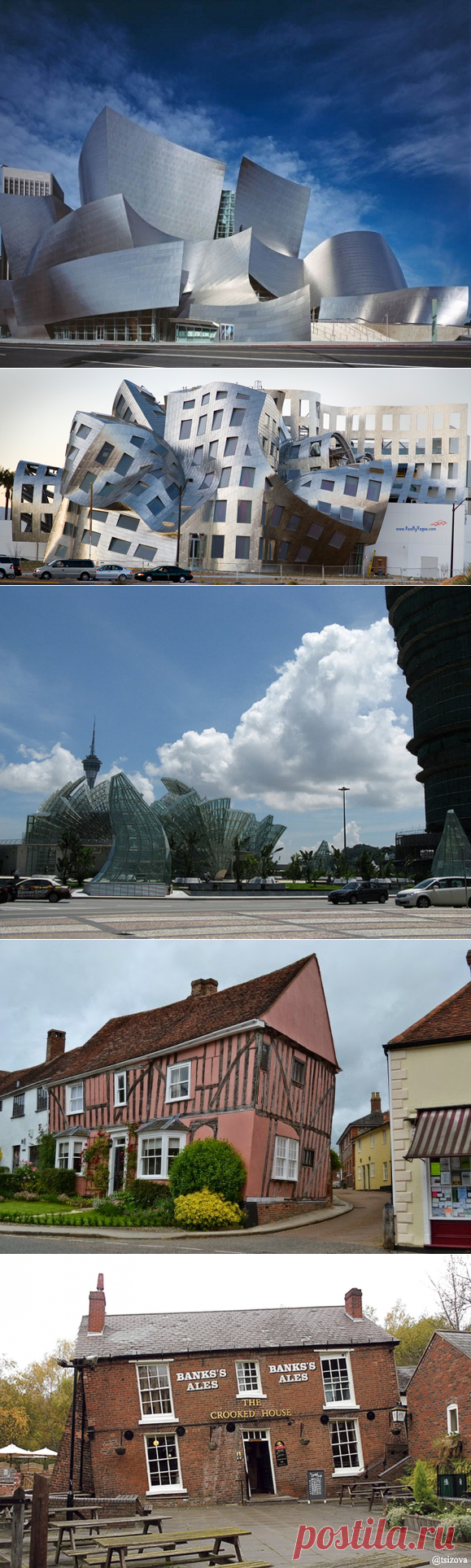 танцующий дом в Китае танцующий дом в Лос-Анжелесе необычный дом в Лас-Вегасе кривые дома в Англии кривой дом в городе Дудли