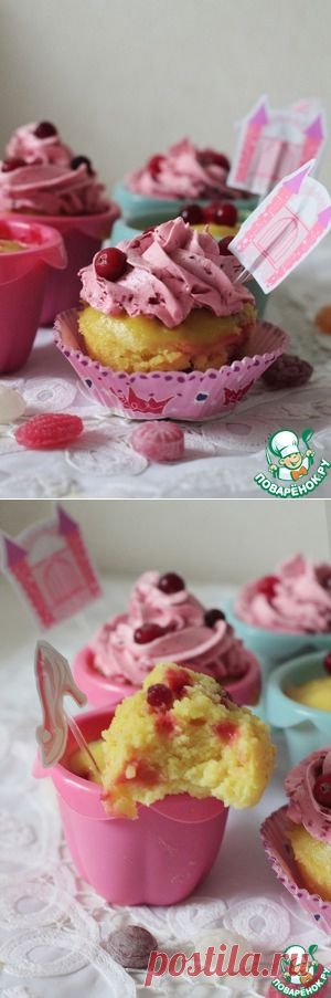 Детские кексы с клюквой и творожным кремом - кулинарный рецепт