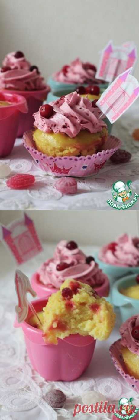 Детские кексы с клюквой и творожным кремом - кулинарный рецепт