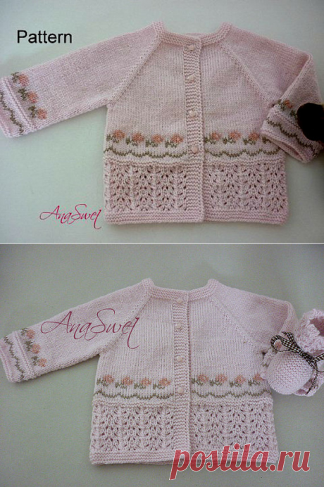Pattern baby cardigan .Pink cardigan with embroidery
