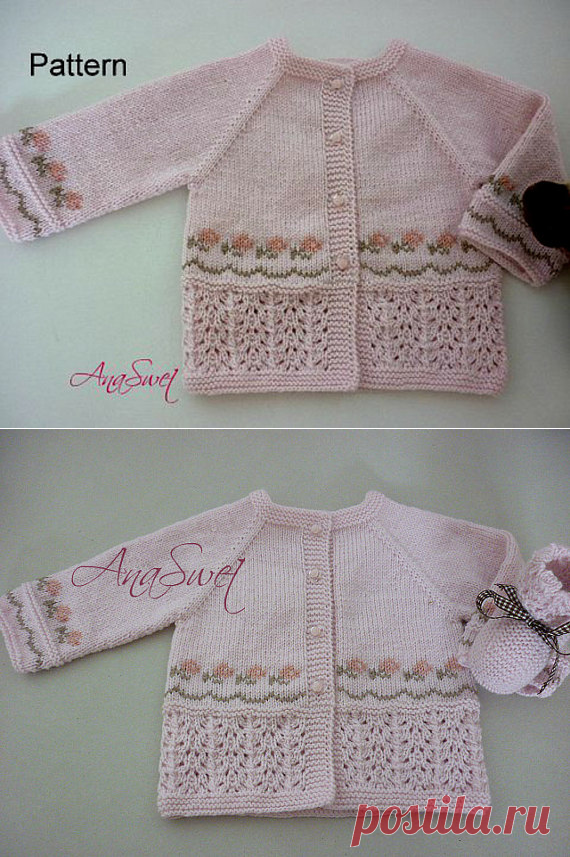 Pattern baby cardigan .Pink cardigan with embroidery