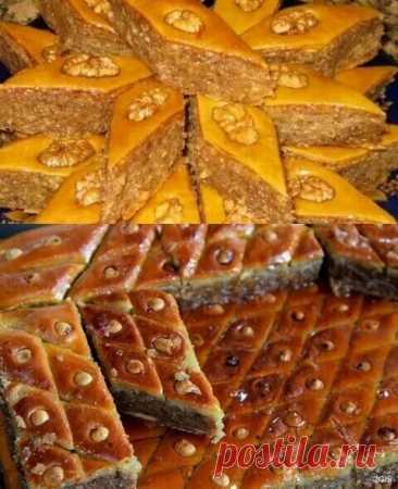 ПАХЛАВА "БАКИНСКАЯ"
ИНГРЕДИЕНТЫ:
- Слоеное тесто — 1 упаковка
- Рубленые грецкие орехи — 4 стакана
- Масло сливочное — 200 г.
- Корица — 1 ч. л.
- Мед — 2 стакана
- Ванильный экстракт — 3 ч. л.
- Вода — 1/2 стакана
- Сахар — 1/2 стакана