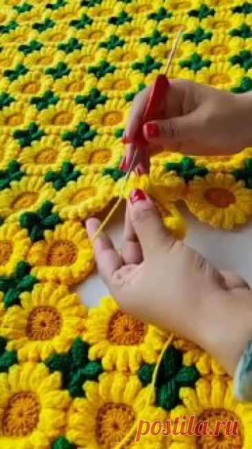 Вязаные подсолнухи 🌻 Для вдохновения!Это как медитация!#вязание  • #подсолнухи
