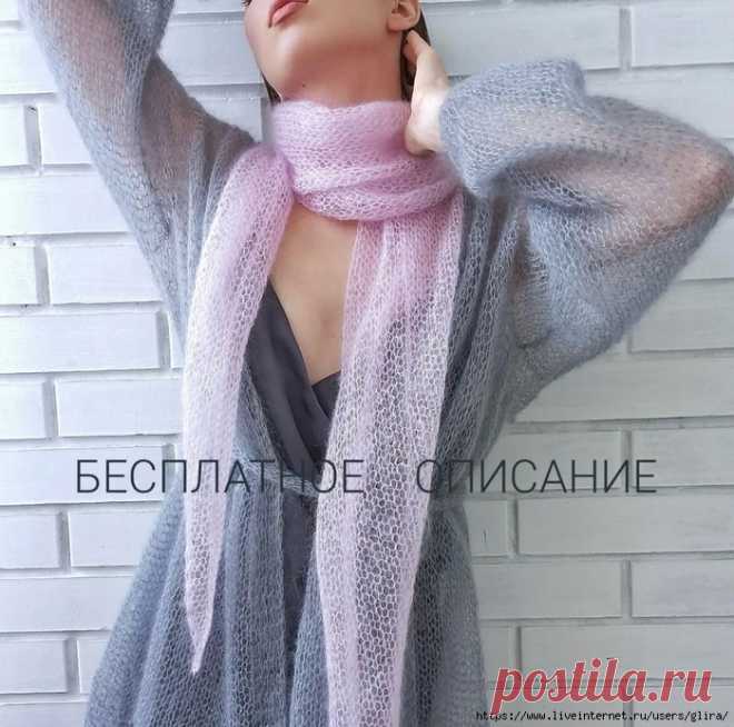 Роскошный платок из кид мохера на шелке